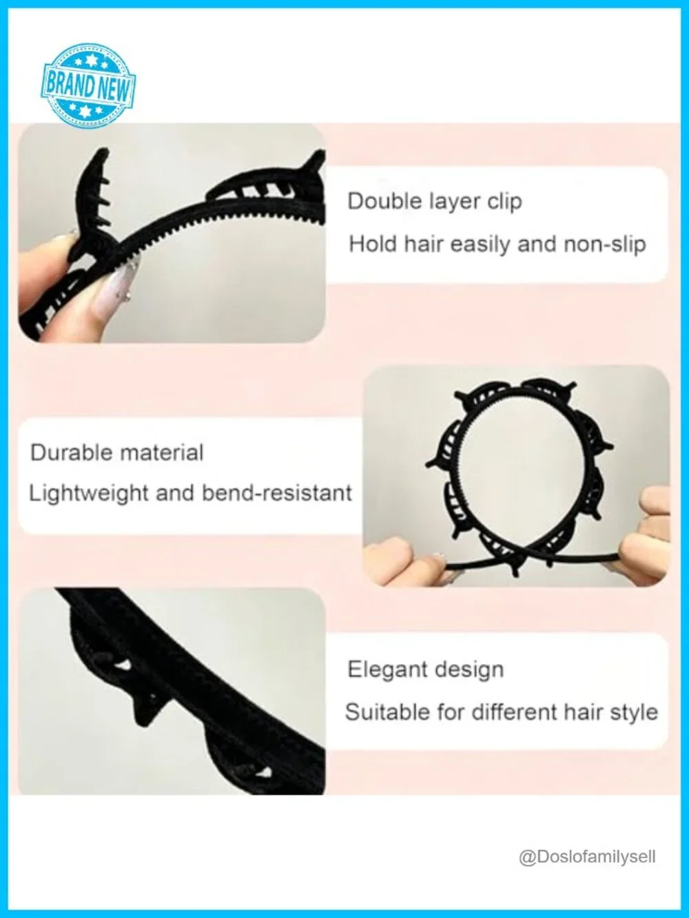 2 Pack Clip Headband Hairclip Headband Bangs Hairpin Braided Toothed Hairband